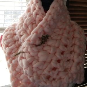 Puffy Pink Hand crocheted Collar w unique closu